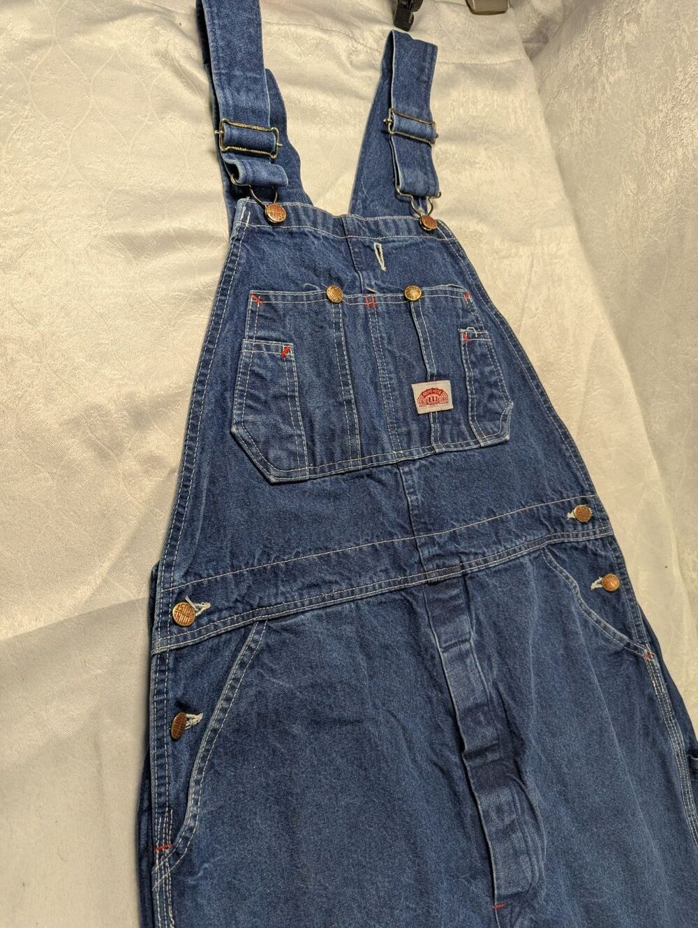 Vintage Round House Denim Bib Overalls Men’s 40x26 USA Made Carpenter Workwear